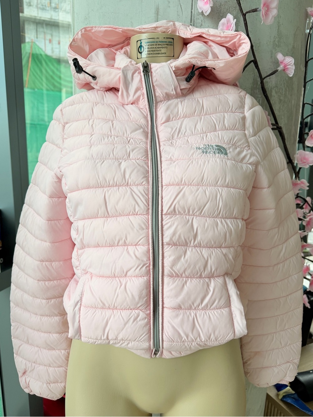 The North Face Girls' Pale Pink Hooded Puffer Jacket Coat Size L